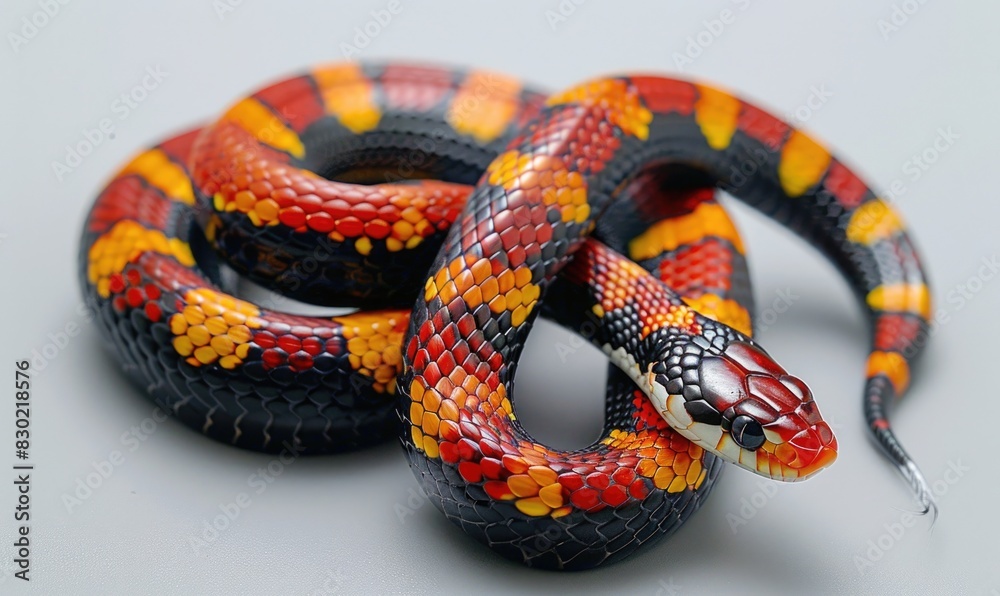 Naklejka premium Coral snake on neutral background