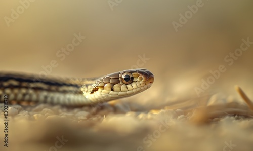 Garter snake on neutral background