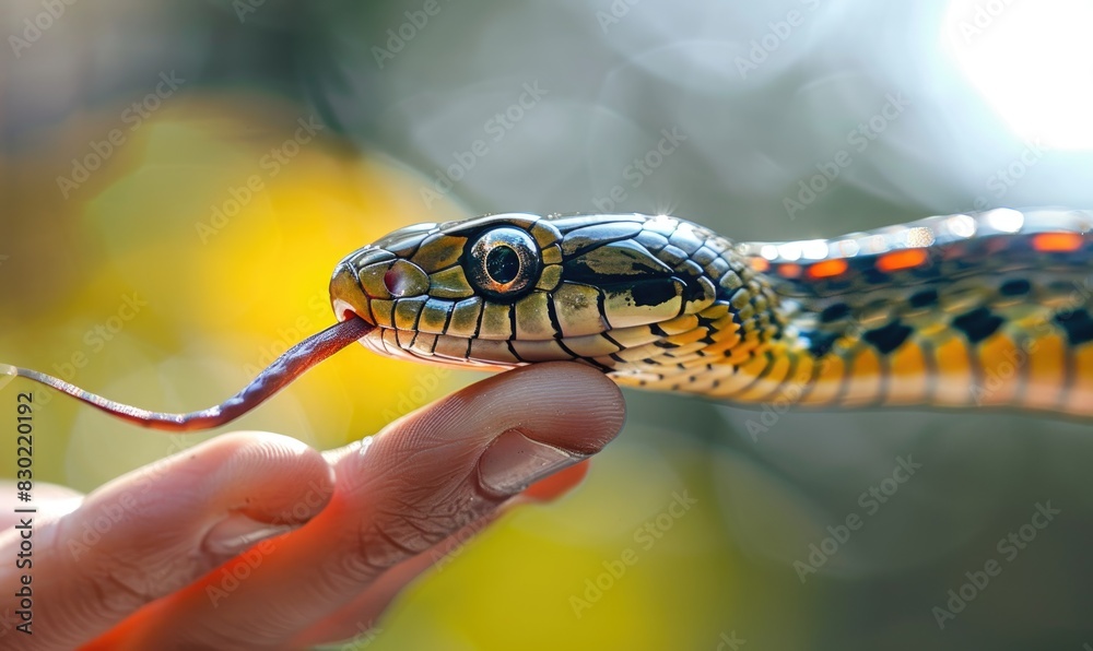 Obraz premium Water snake coiled around wrist