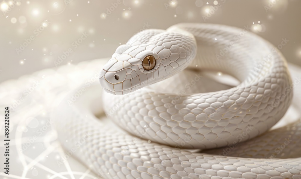 Fototapeta premium White snake in enchanted light
