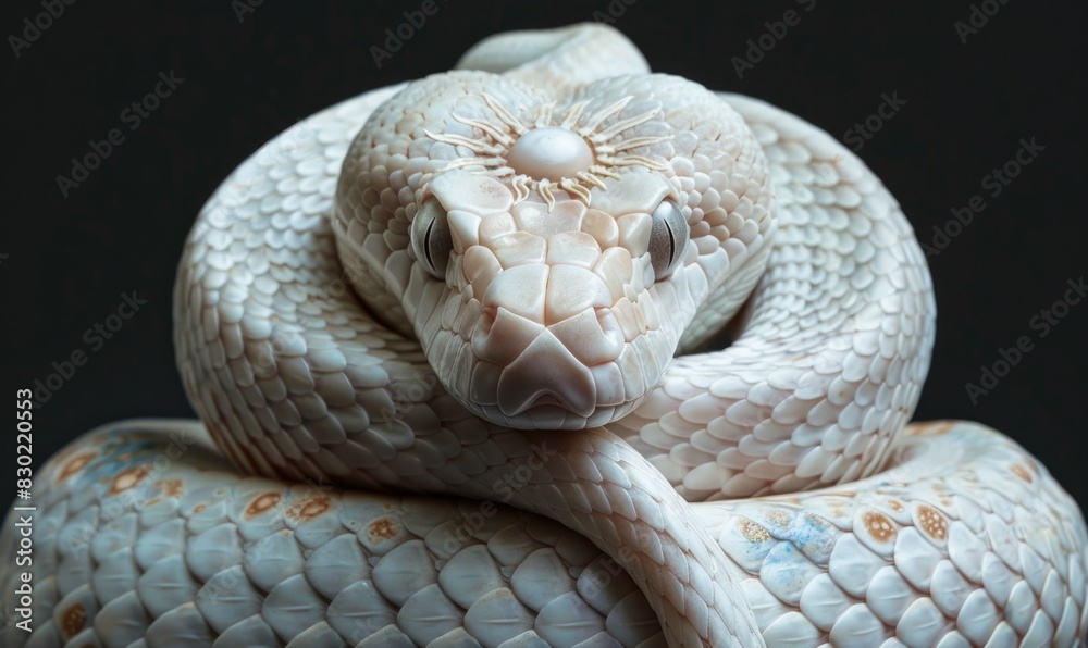 Fototapeta premium White snake with sun and moon symbols