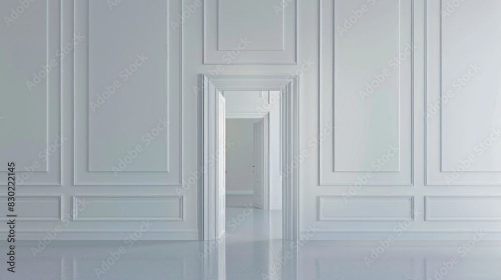 A bright, white room with a mirror and door, ideal for dance auditions.
A bright, white room with a mirror and door, ideal for dance auditions.