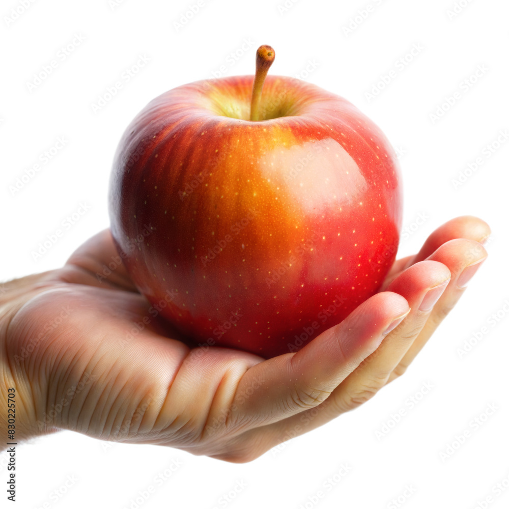 Hand Holding a Fresh Red Apple With Transparent Background Hand Holding a Fresh Red Apple With Transparent Background