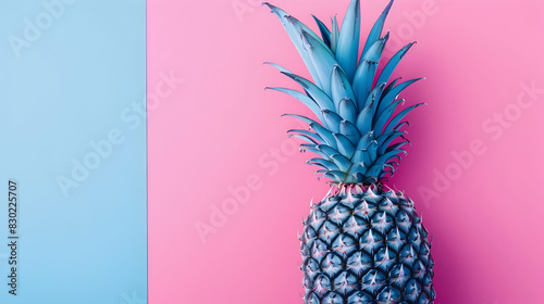 colour pineapple on pink and blue background  photo