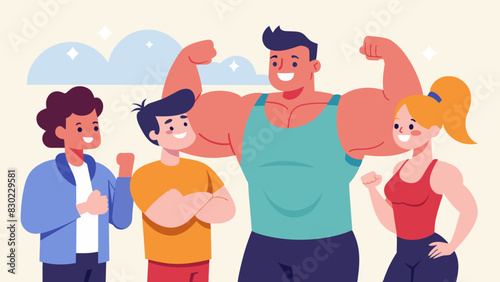 A group of young impressionable gymgoers eagerly discussing their plans to start using steroids for quick muscle gains unaware of the potential harm and danger they are putting. Vector illustration