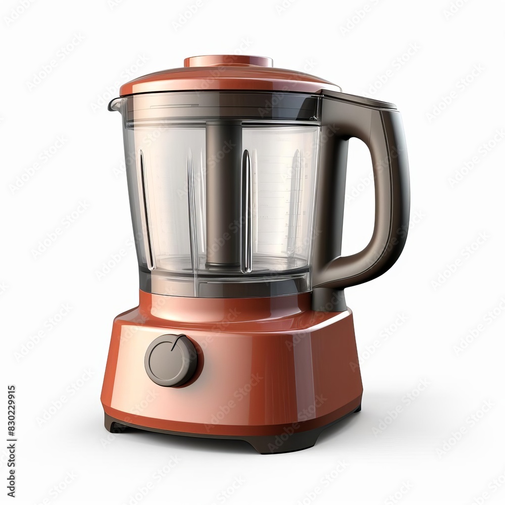 Terracotta food processor with a natural, earthy tone handle, isolated solid white background Terracotta food processor with a natural, earthy tone handle, isolated solid white background