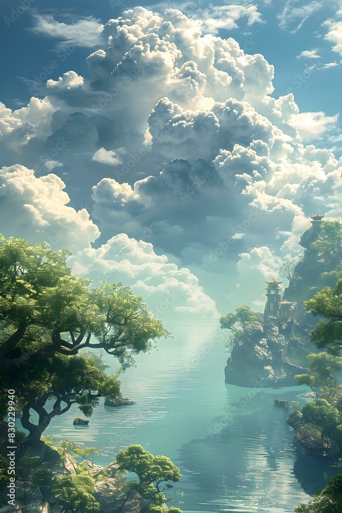 Dreamlike and fantastic landscape fairyland Dreamlike and fantastic landscape fairyland
