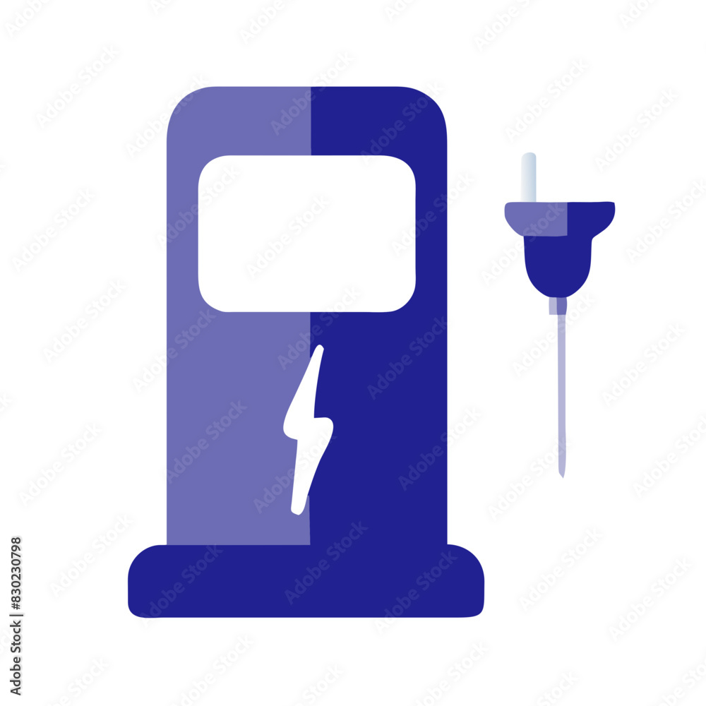 Electric Vehicle Charging Station Icon with Plug Vector Illustration Electric Vehicle Charging Station Icon with Plug Vector Illustration