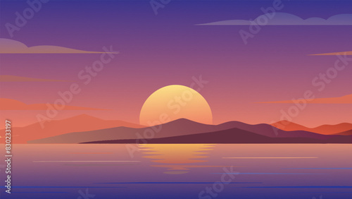 Fototapeta Naklejka Na Ścianę i Meble -  sunset in the mountains, background, illustration