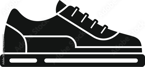 Minimalistic black sneaker silhouette graphic vector illustration for sportswear fashion design, athletic footwear, and casual style, perfect for running, gym, and trendy urban streetwear