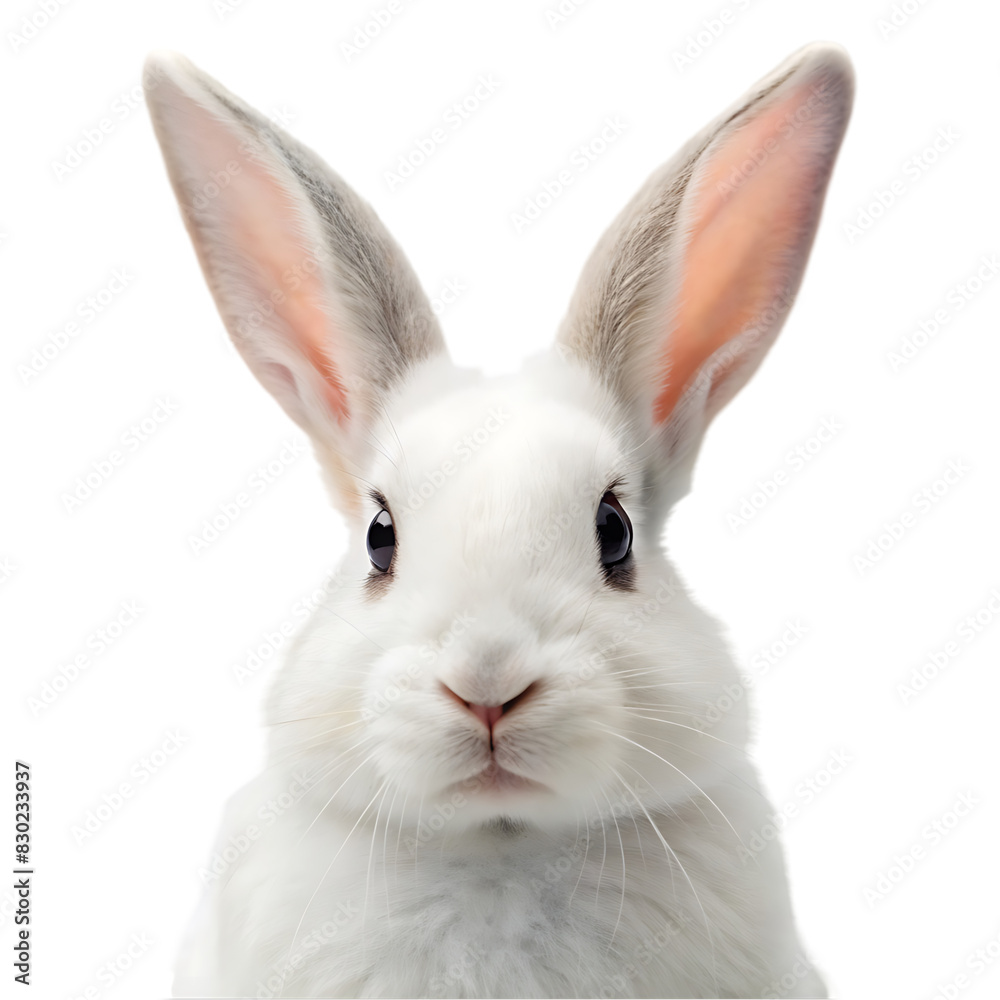 white rabbit portrait on transparent background white rabbit portrait on transparent background