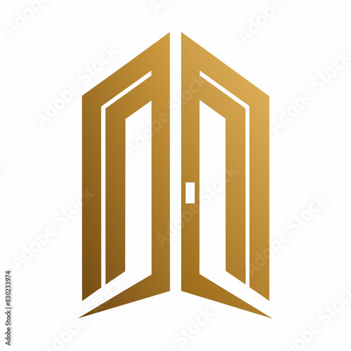  a gold color logo  stylized open door