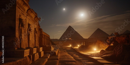 At night near the Great Pyramids of Giza Egypt the_012