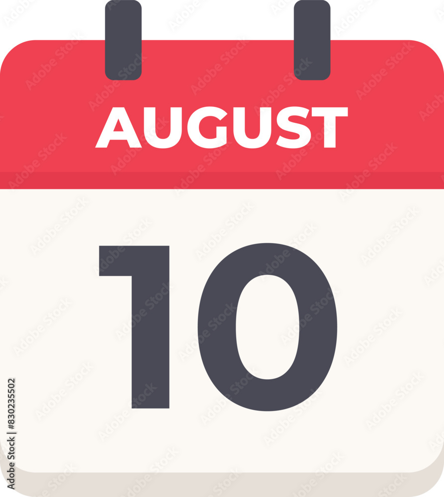 August 10 - Daily Calendar Icon in flat design style August 10 - Daily Calendar Icon in flat design style