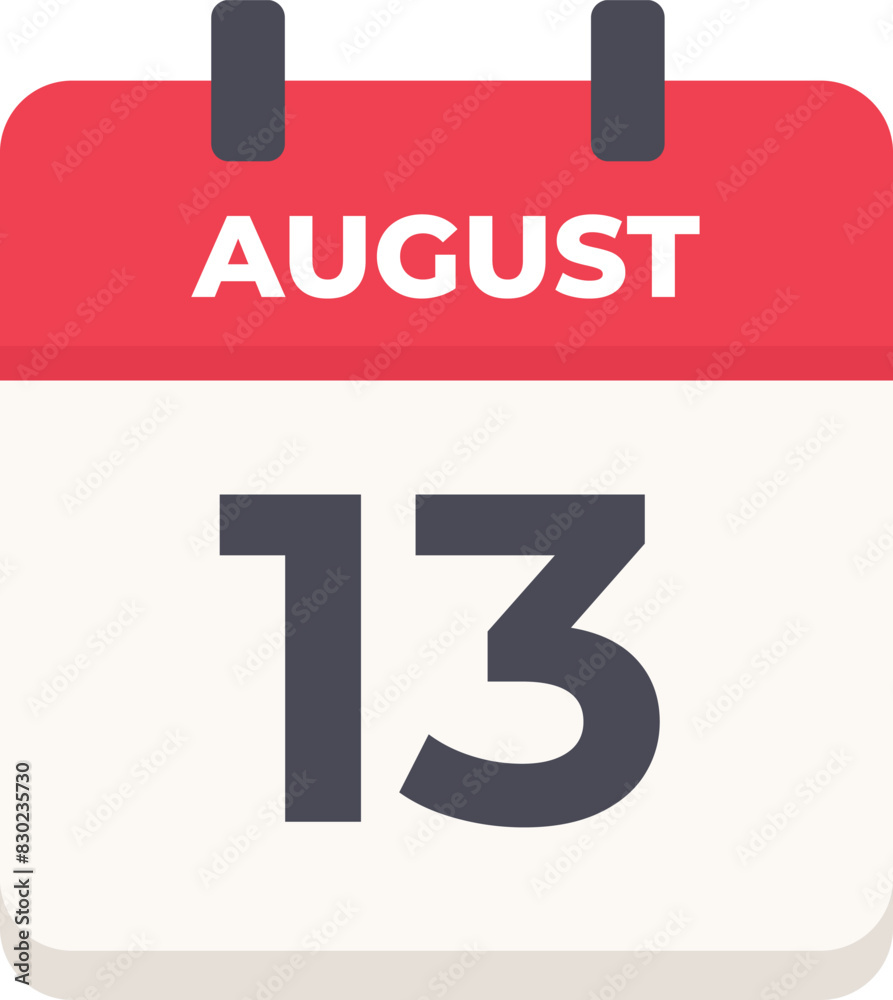August 13 - Daily Calendar Icon in flat design style August 13 - Daily Calendar Icon in flat design style