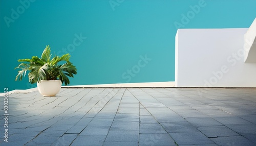 image photo of empty tile floor with white wall