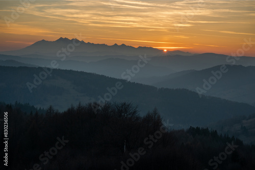 Sunset Over Misty Mountain