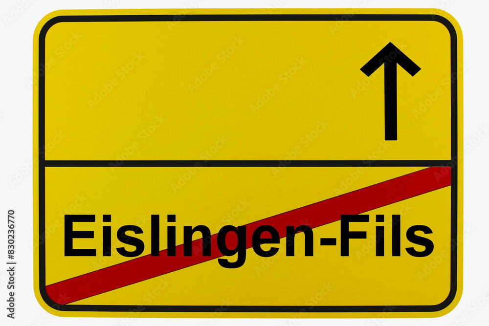 Illustration eines Ortsausgangsschildes von Eislingen-Fils in Baden-Württemberg Illustration eines Ortsausgangsschildes von Eislingen-Fils in Baden-Württemberg