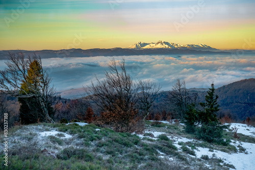  Winter Sunrise Over Snow-Capped Mountain with TAtra view