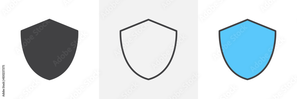 Shield interrogation icon set. Vector symbol of privacy shield in safety. Web security icon. Shield interrogation icon set. Vector symbol of privacy shield in safety. Web security icon.