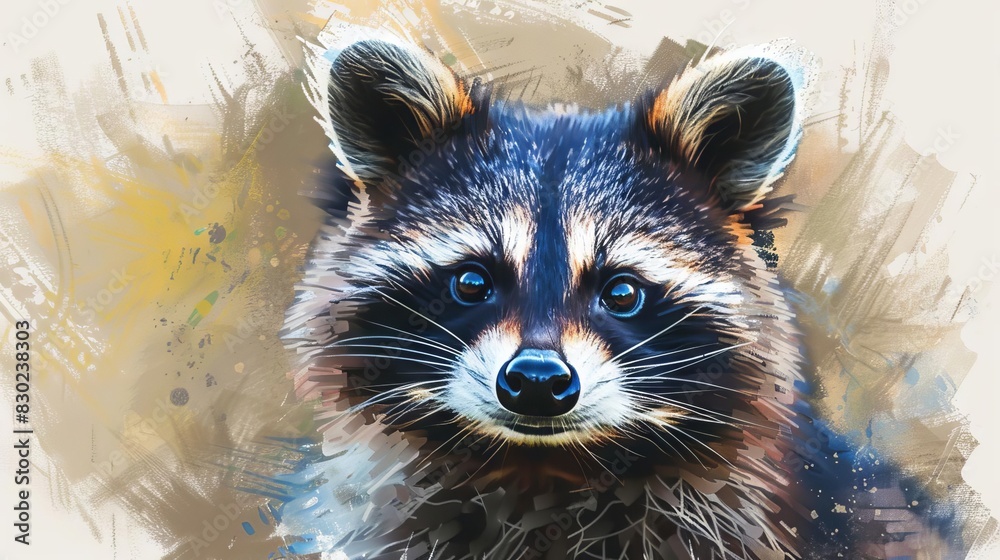 adorable curious raccoon investigating with inquisitive expression digital painting adorable curious raccoon investigating with inquisitive expression digital painting