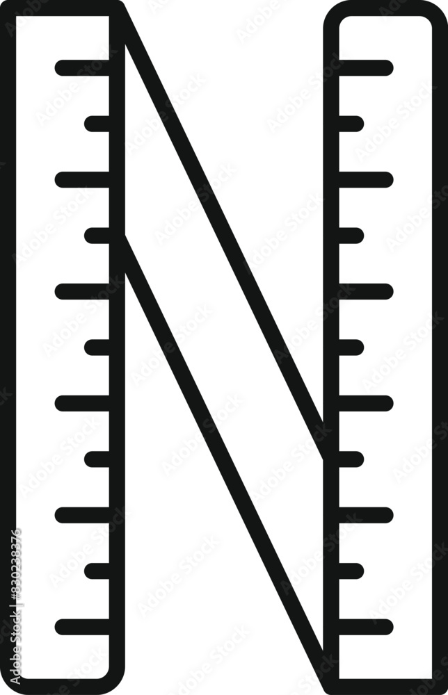 Black and white ruler with a letter N on it Black and white ruler with a letter N on it