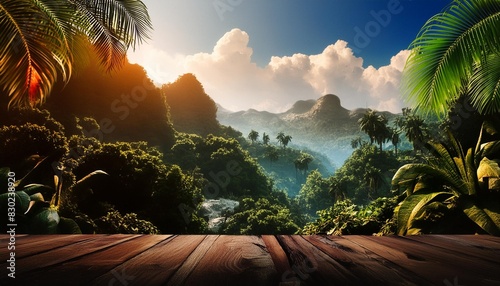 cartoon 3d tropical jungle landscape