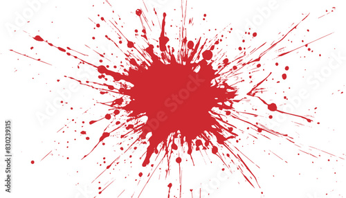 Grunge background with bright red blood splash. Vector illustration