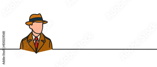 Continuous one line drawing detective. Security concept