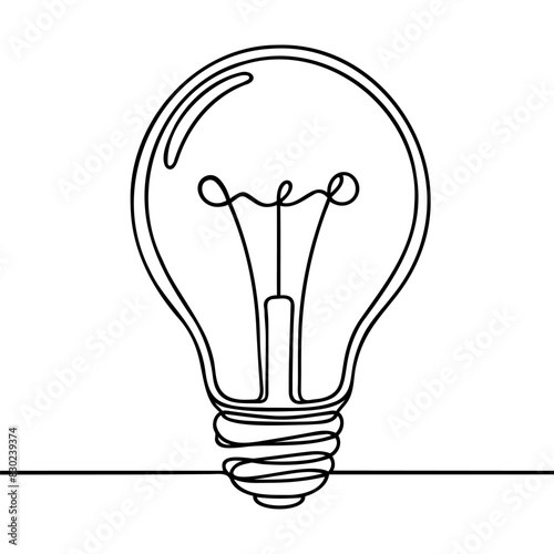 Continuous one line drawing bulb lamp vector illustration minimalism concept of idea