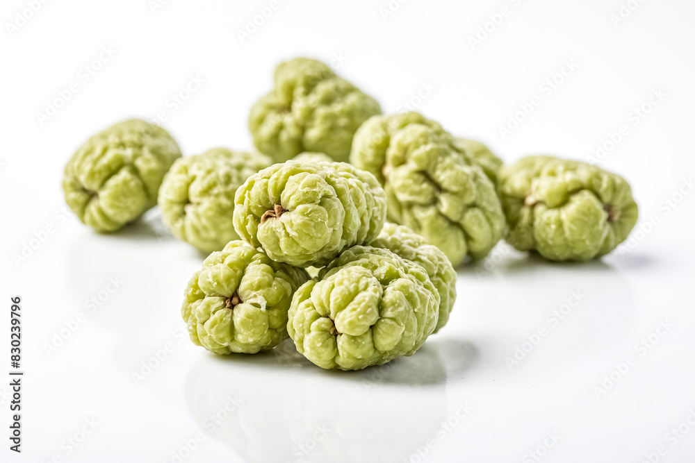 Green Chayote Squash on White Background Green Chayote Squash on White Background