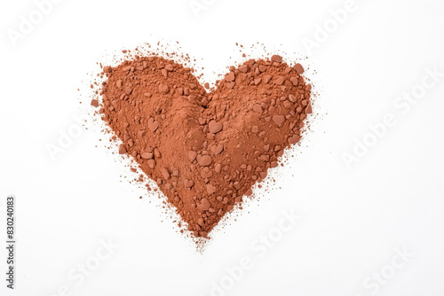 Cocoa Powder Heart Shape on White Background