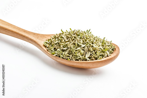 Dried Thyme in Wooden Spoon
