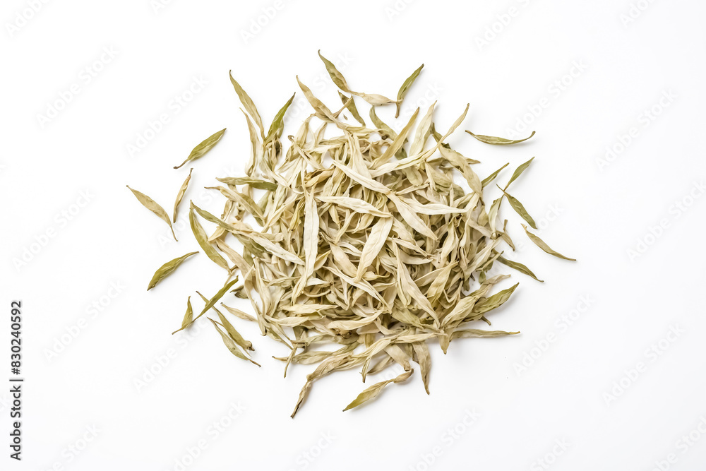 Dry Tea Leaves on White Background Dry Tea Leaves on White Background