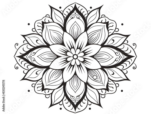 Abstract floral mandala illustration deign for collating book