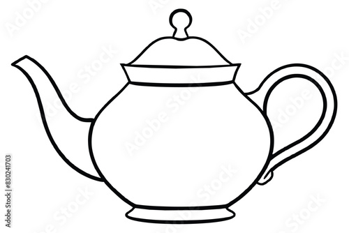 Classic teapot line art vector illustration