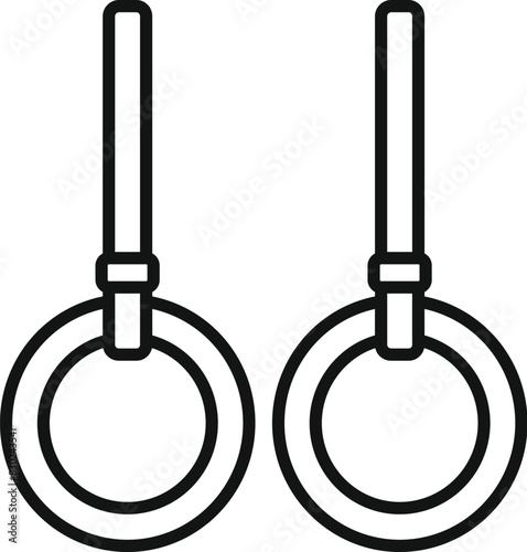Gymnastic rings vector illustration in black and white for fitness and bodyweight exercise equipment in the gym and sports training