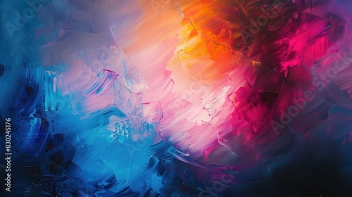 Abstract painting featuring cold multi colored light photo
