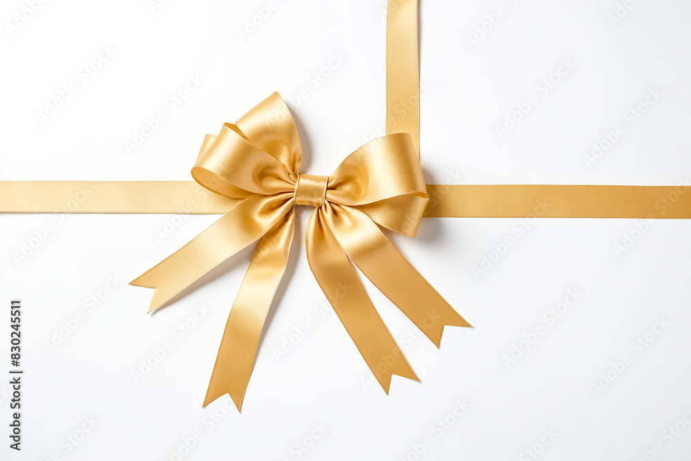 Golden bow and ribbon on white background Golden bow and ribbon on white background