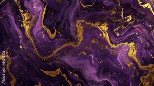 Mesmerizing purple and gold abstract painting. photo