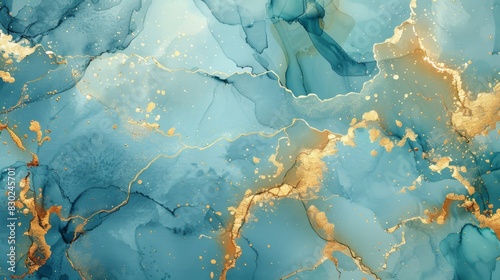 Teal and gold abstract painting. photo