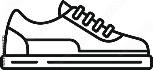 Black and white line art vector of a classic laceup sneaker