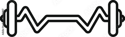 Minimalist line art vector icon of a barbell for fitness, weightlifting, and gym equipment, perfect for workout and strength training
