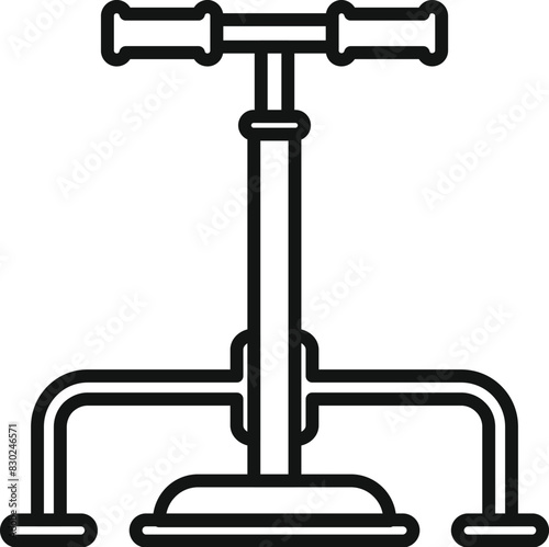 Black and white vector outline of an industrial pipe system with valves