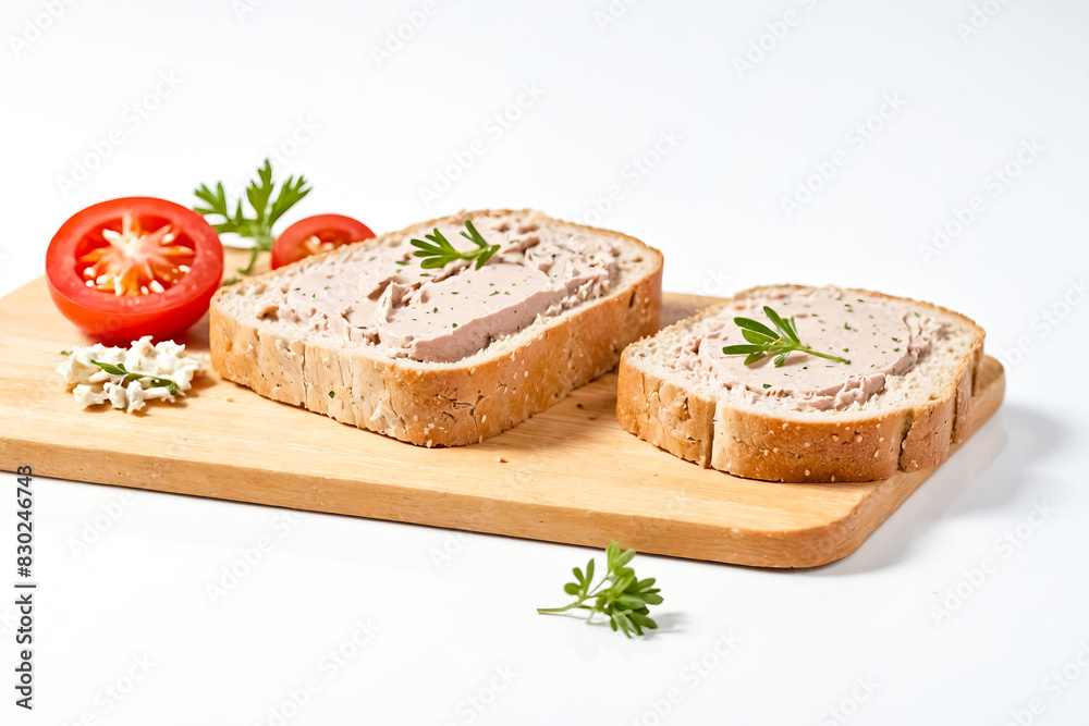 Liverwurst Sandwich on White Bread with Tomato and Parsley Liverwurst Sandwich on White Bread with Tomato and Parsley