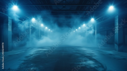 Fog in the city with light on a street in night 