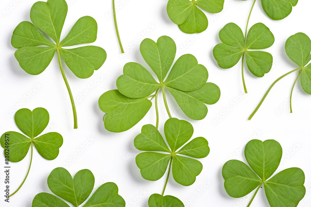 Green Clover Leaves on White Background Green Clover Leaves on White Background