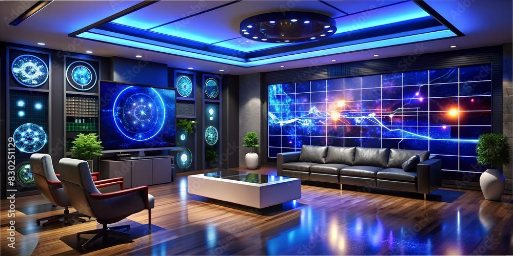 Smart home, home room of the future, housing with neon, future, housing with neon, stove of internet of things in modern concept smart technology future with puls, digital 2050s chain, wallpaper Smart home, home room of the future, housing with neon, future, housing with neon, stove of internet of things in modern concept smart technology future with puls, digital 2050s chain, wallpaper
