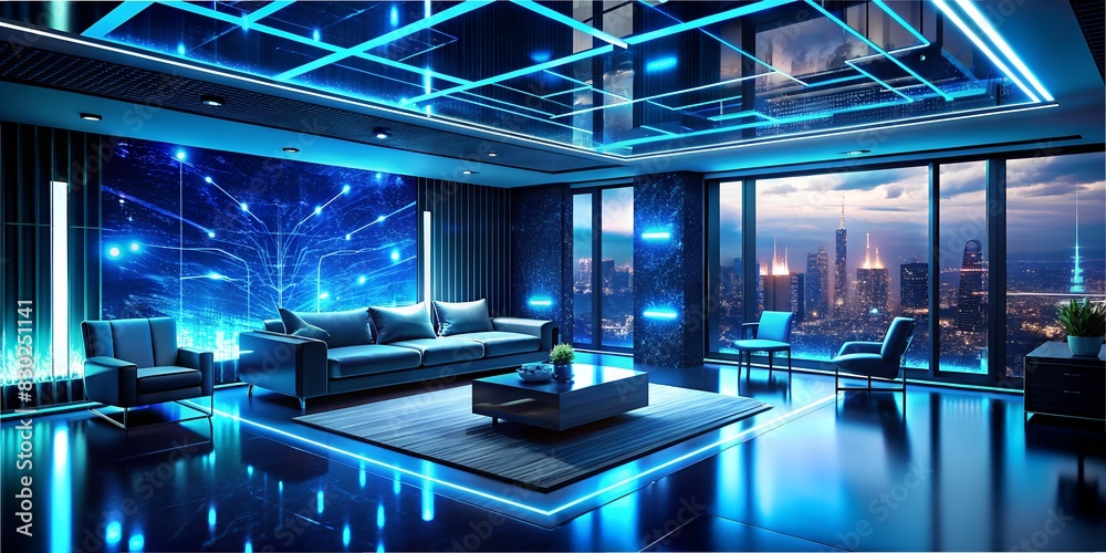 Smart home, home room of the future, housing with neon, future, housing with neon, stove of internet of things in modern concept smart technology future with puls, digital 2050s chain, wallpaper Smart home, home room of the future, housing with neon, future, housing with neon, stove of internet of things in modern concept smart technology future with puls, digital 2050s chain, wallpaper