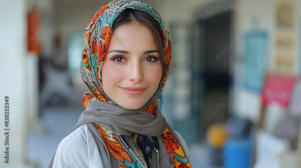 dedicated empathetic Female Middle Eastern doctor providing lifesaving medical care underserved community compassion expertise she heals sick comfort suffering embodying true spirit of humanitarianism